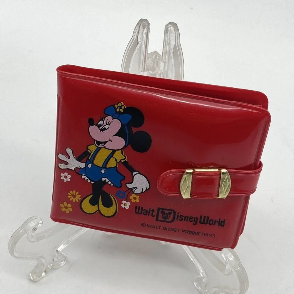 VTG 70s Walt Disney‎ Productions Minnie Mouse Red Plastic Wallet 80s Theme Park